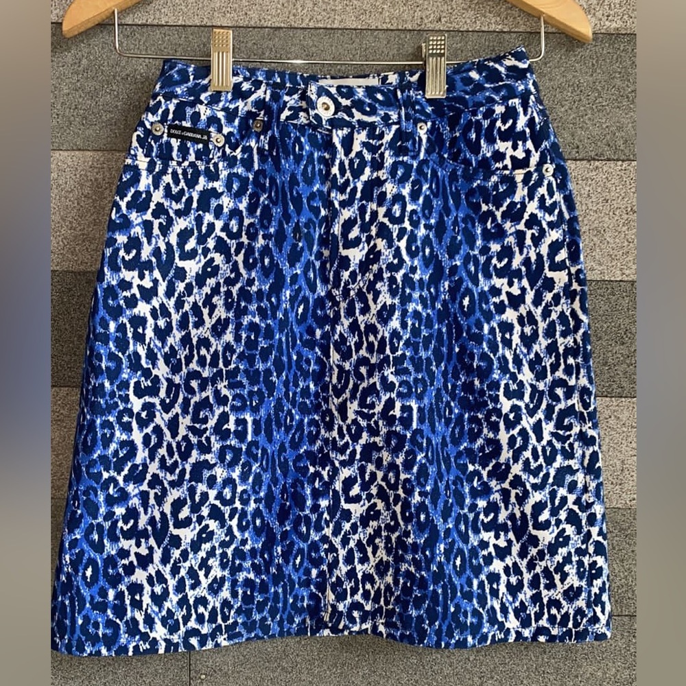 Dolce & Gabanna leopard print blue mini skirt size 2
